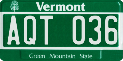 VT license plate AQT036