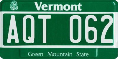 VT license plate AQT062