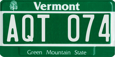 VT license plate AQT074