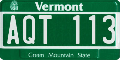 VT license plate AQT113