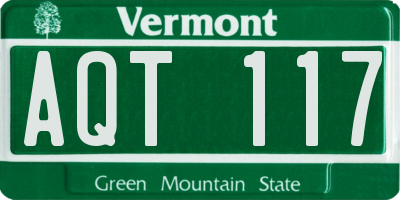 VT license plate AQT117