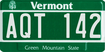 VT license plate AQT142