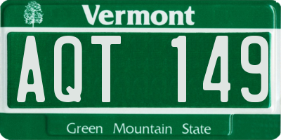 VT license plate AQT149