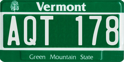 VT license plate AQT178
