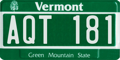 VT license plate AQT181