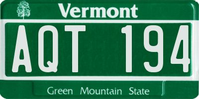 VT license plate AQT194