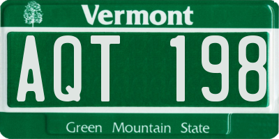 VT license plate AQT198