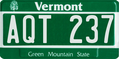 VT license plate AQT237