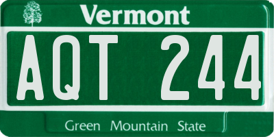 VT license plate AQT244