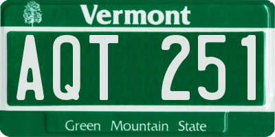VT license plate AQT251