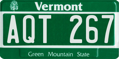 VT license plate AQT267