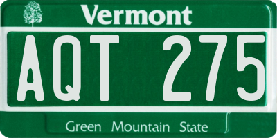 VT license plate AQT275