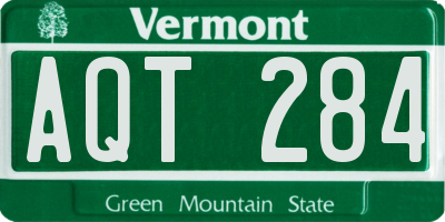 VT license plate AQT284
