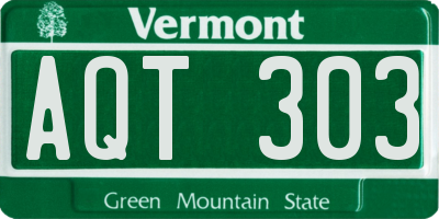 VT license plate AQT303