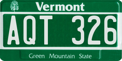 VT license plate AQT326