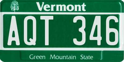 VT license plate AQT346