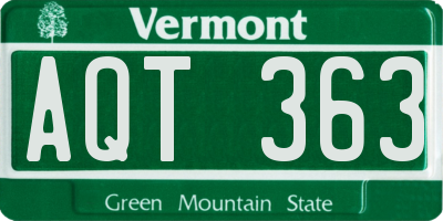 VT license plate AQT363