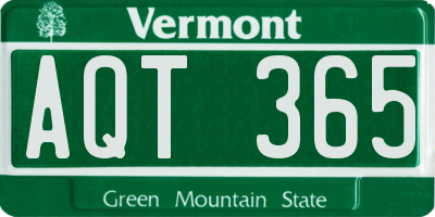 VT license plate AQT365