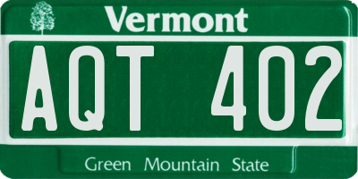 VT license plate AQT402