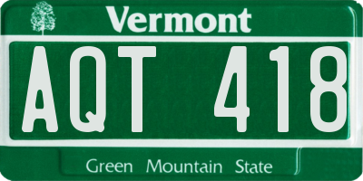 VT license plate AQT418