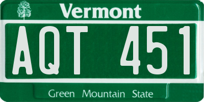 VT license plate AQT451