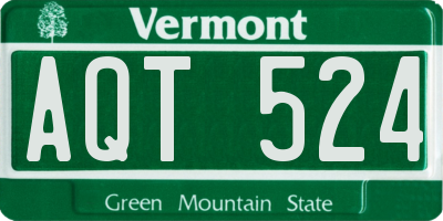 VT license plate AQT524