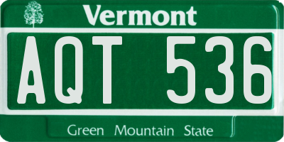VT license plate AQT536