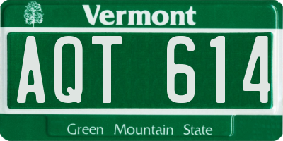 VT license plate AQT614