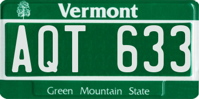 VT license plate AQT633