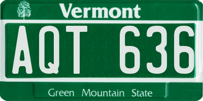 VT license plate AQT636