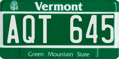 VT license plate AQT645
