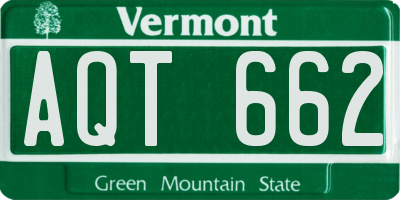 VT license plate AQT662