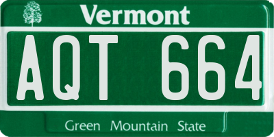 VT license plate AQT664