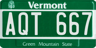 VT license plate AQT667