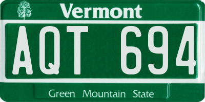 VT license plate AQT694