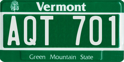 VT license plate AQT701
