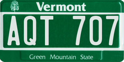 VT license plate AQT707
