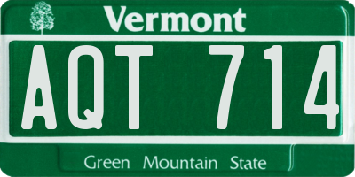VT license plate AQT714