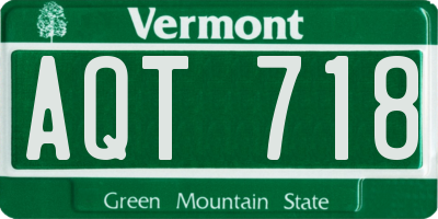VT license plate AQT718
