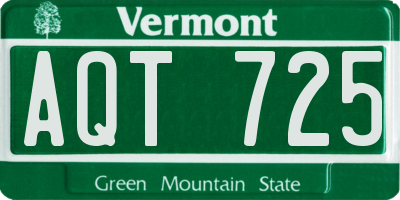 VT license plate AQT725