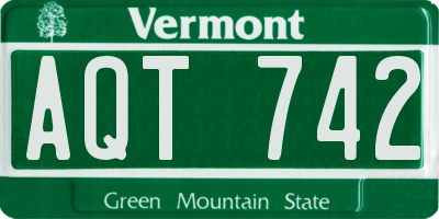 VT license plate AQT742
