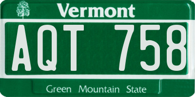 VT license plate AQT758