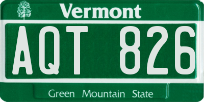 VT license plate AQT826
