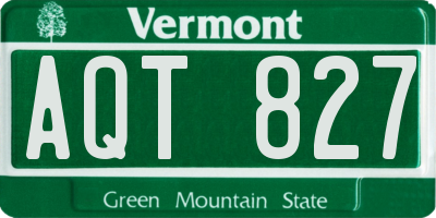VT license plate AQT827