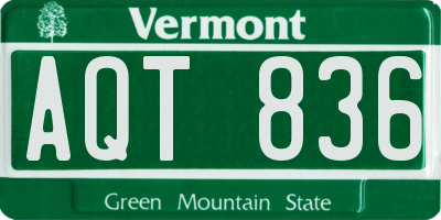 VT license plate AQT836