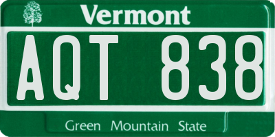 VT license plate AQT838