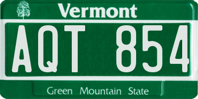 VT license plate AQT854