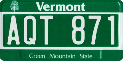VT license plate AQT871