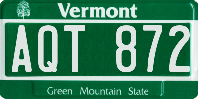 VT license plate AQT872