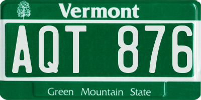 VT license plate AQT876